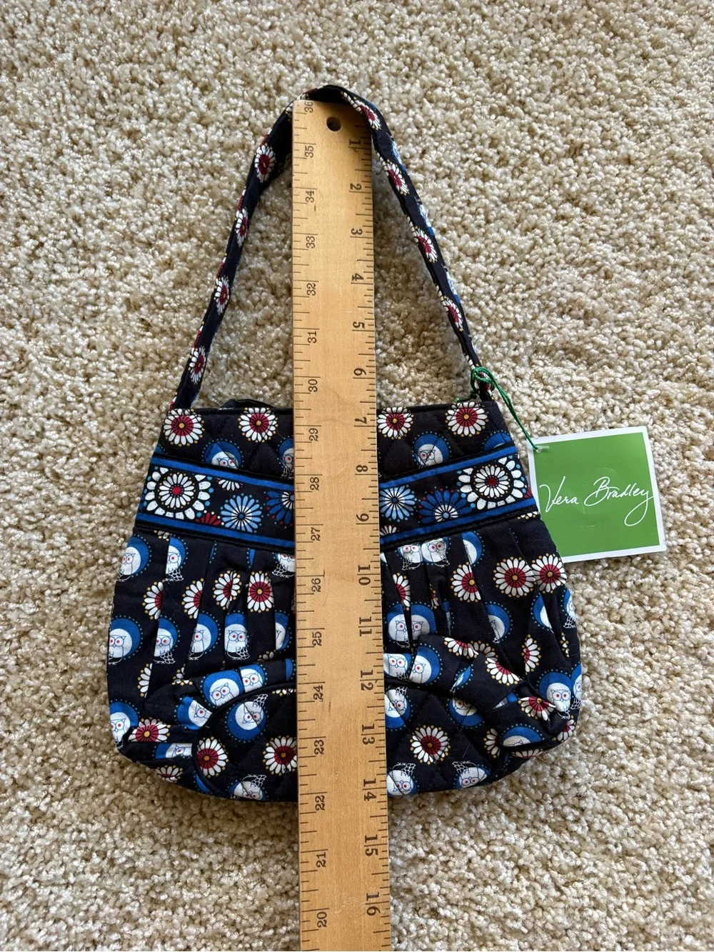 Vera Bradley Hannah Shoulder Bag Night Owl Quilted Floral Owl Print‎ NWT